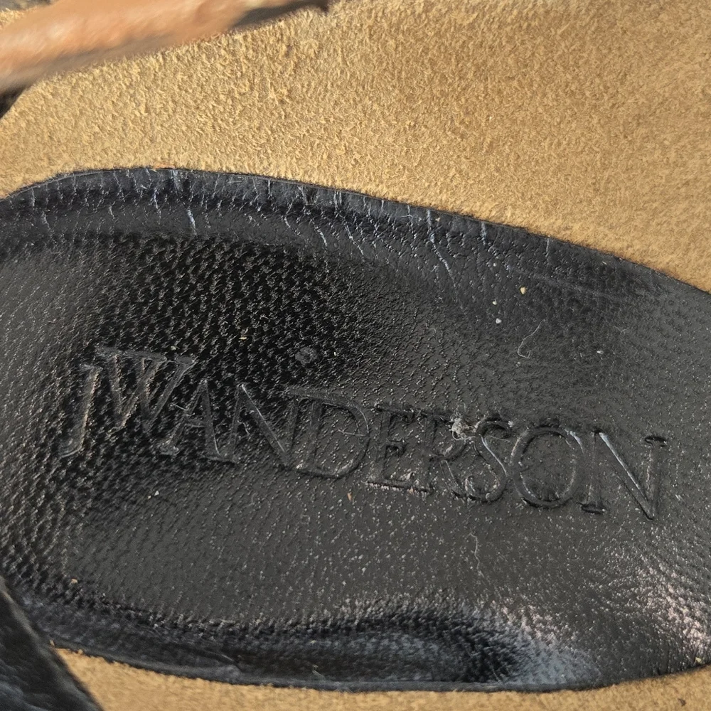 J.W. Anderson Brown Leather Gold Chain - Link Sandals